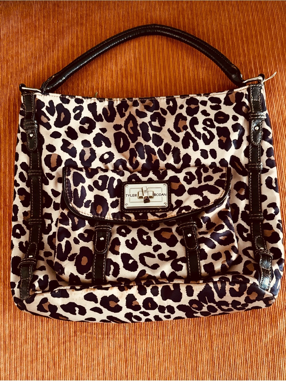 Tyler Rodan Leopard-Print Shoulder Bag in Black and Cream